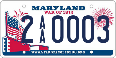 MD license plate 2AA0003