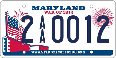 MD license plate 2AA0012