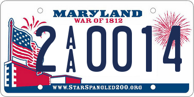 MD license plate 2AA0014