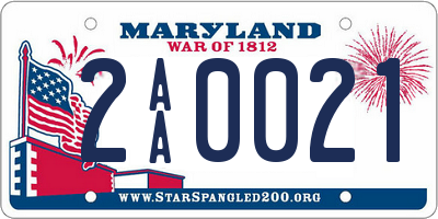 MD license plate 2AA0021