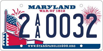 MD license plate 2AA0032