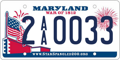 MD license plate 2AA0033