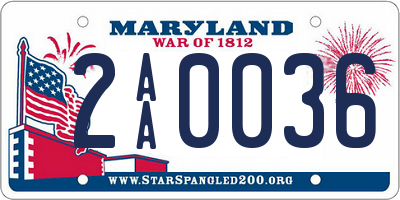 MD license plate 2AA0036