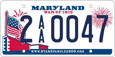 MD license plate 2AA0047