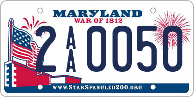 MD license plate 2AA0050