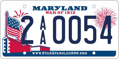 MD license plate 2AA0054
