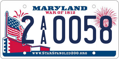 MD license plate 2AA0058