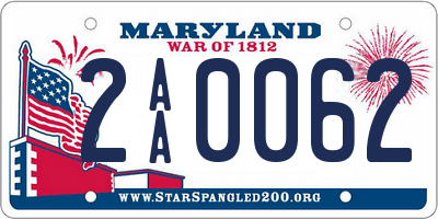 MD license plate 2AA0062