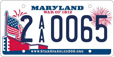 MD license plate 2AA0065
