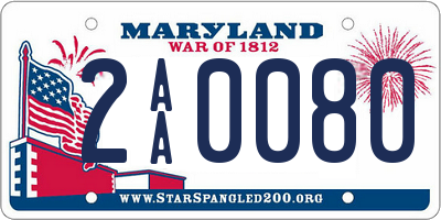 MD license plate 2AA0080