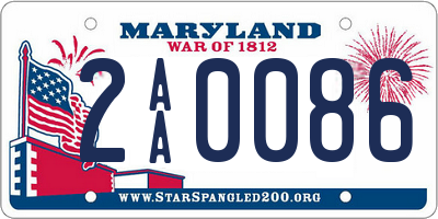 MD license plate 2AA0086