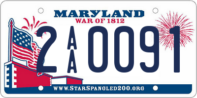 MD license plate 2AA0091