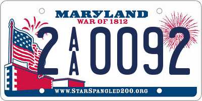 MD license plate 2AA0092