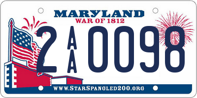 MD license plate 2AA0098