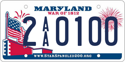 MD license plate 2AA0100