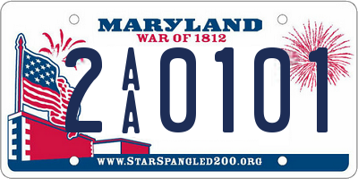 MD license plate 2AA0101