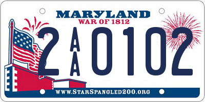 MD license plate 2AA0102