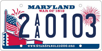 MD license plate 2AA0103