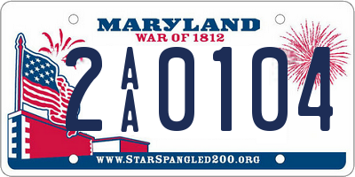 MD license plate 2AA0104