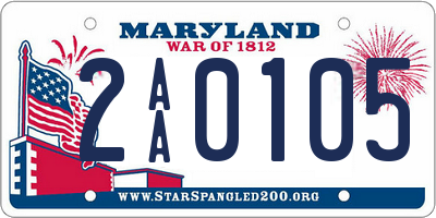 MD license plate 2AA0105