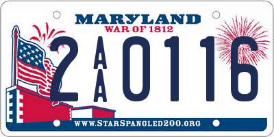 MD license plate 2AA0116