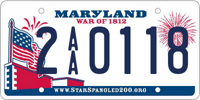 MD license plate 2AA0118