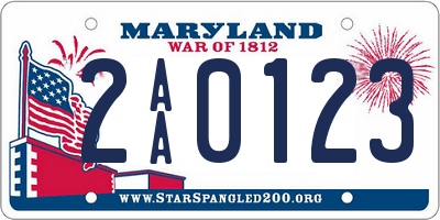 MD license plate 2AA0123