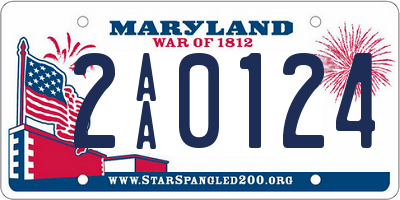 MD license plate 2AA0124