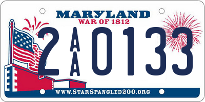 MD license plate 2AA0133