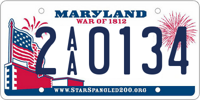 MD license plate 2AA0134