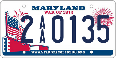 MD license plate 2AA0135