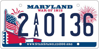 MD license plate 2AA0136