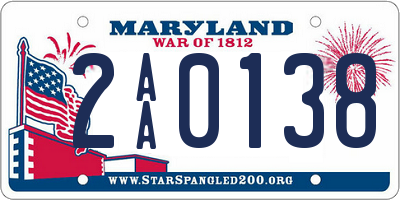 MD license plate 2AA0138