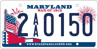 MD license plate 2AA0150