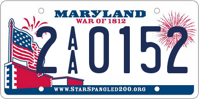 MD license plate 2AA0152