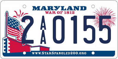 MD license plate 2AA0155