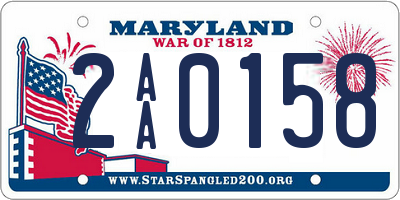 MD license plate 2AA0158