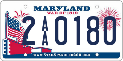 MD license plate 2AA0180
