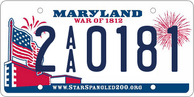 MD license plate 2AA0181