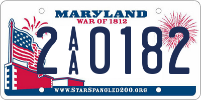 MD license plate 2AA0182