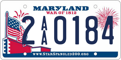 MD license plate 2AA0184