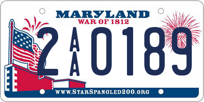 MD license plate 2AA0189