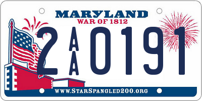 MD license plate 2AA0191