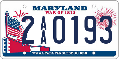 MD license plate 2AA0193