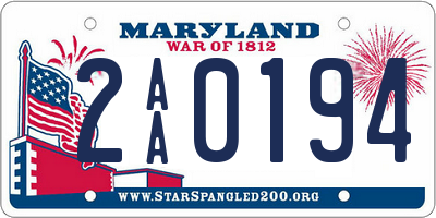 MD license plate 2AA0194