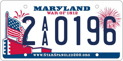 MD license plate 2AA0196