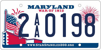 MD license plate 2AA0198