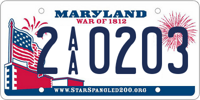 MD license plate 2AA0203