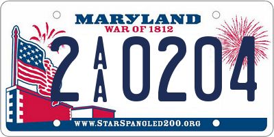 MD license plate 2AA0204