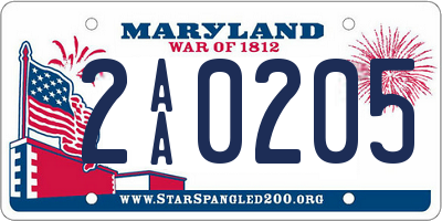 MD license plate 2AA0205